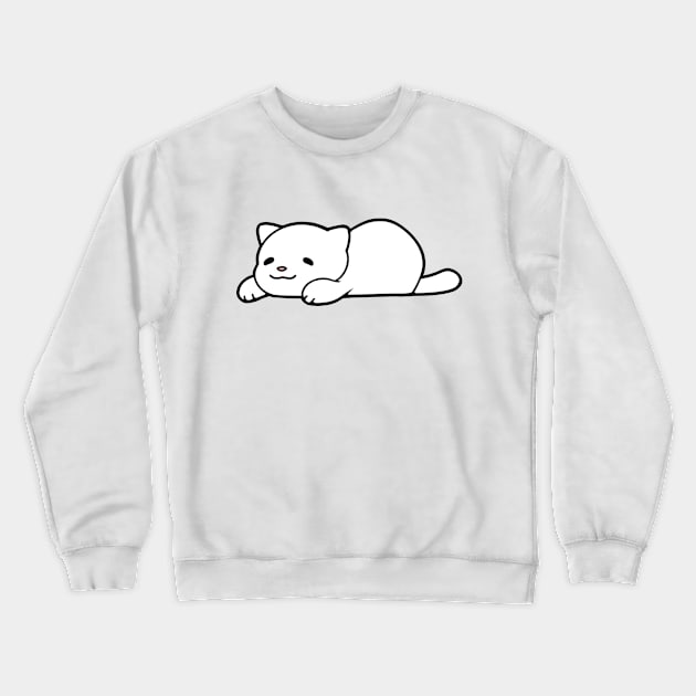 White Chub Cat Crewneck Sweatshirt by MissOstrich